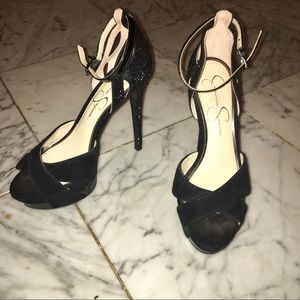 Open toed black Jessica Simpson heels